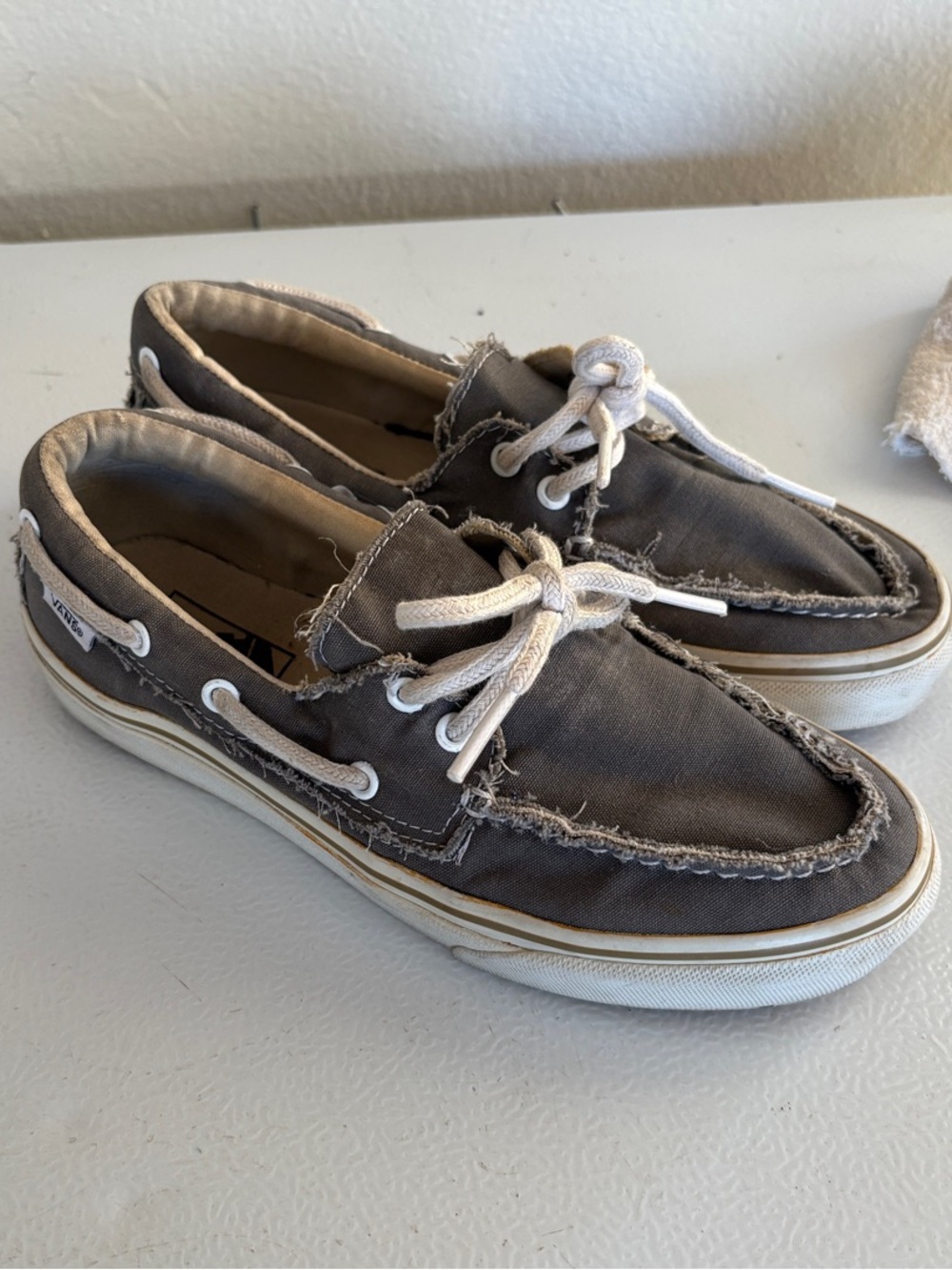 Men's Casual Canvas Boat Shoes - Gray with White Laces